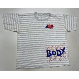 VINTAGE The Body Co Graphic T-shirt Women XL Gray White 90s Single Stitch